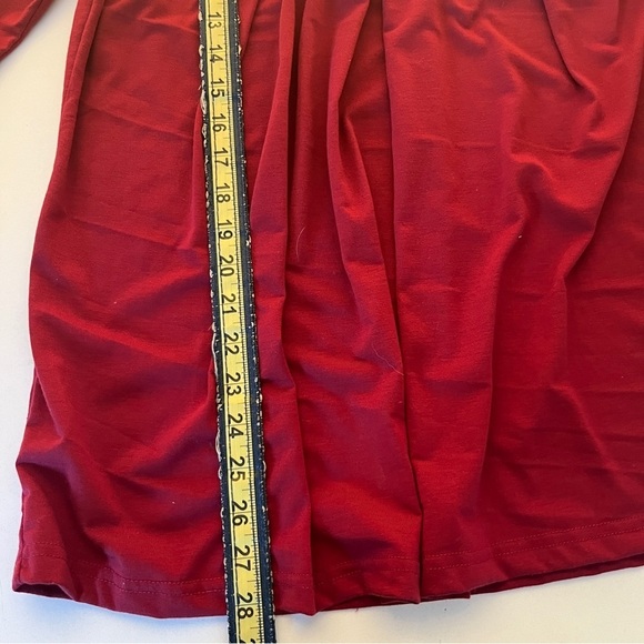 NWOT Women Pleated Flowy Top 3/4 Roll Sleeve Casual Loose Blouse Red Medium - Picture 9 of 9